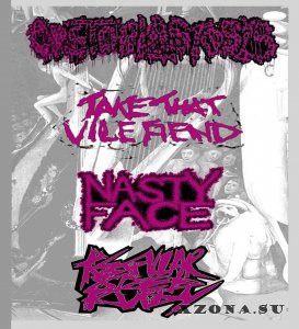 Cystoblastosis / Take That Vile Fiend / Nasty Face / Regular Sized Rudy - Obstreparous Mangling Botheration (Split) (2017)